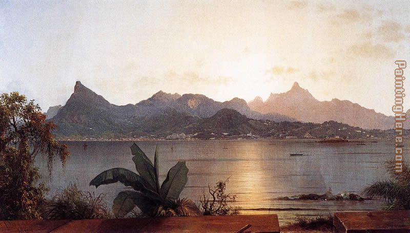 Martin Johnson Heade Sunset, Harbor at Rio